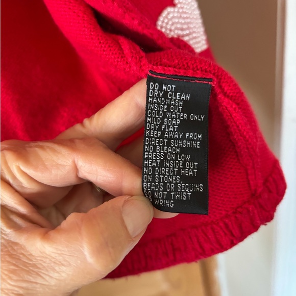 VTG 1999 Michael Simon Red/White Beaded Heart Cardigan,Valentines, Sweetheart, M - Picture 5 of 14